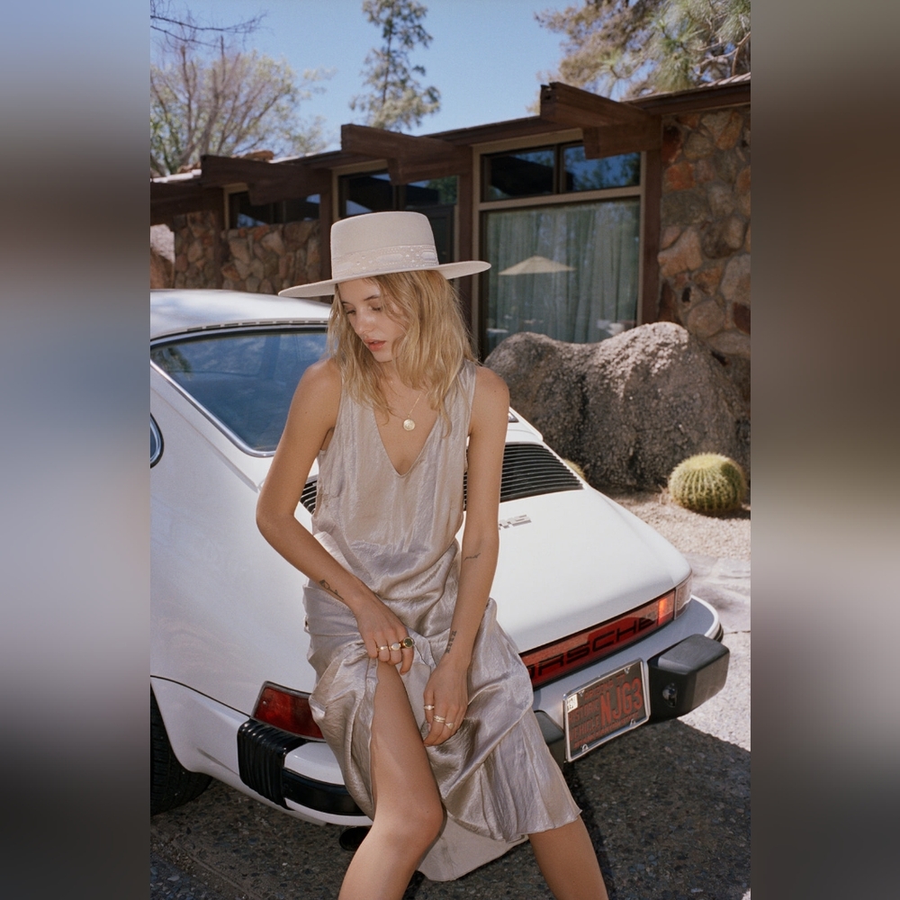 The Sierra Beige Wide Brimmed Boater Hat by Lack of Color